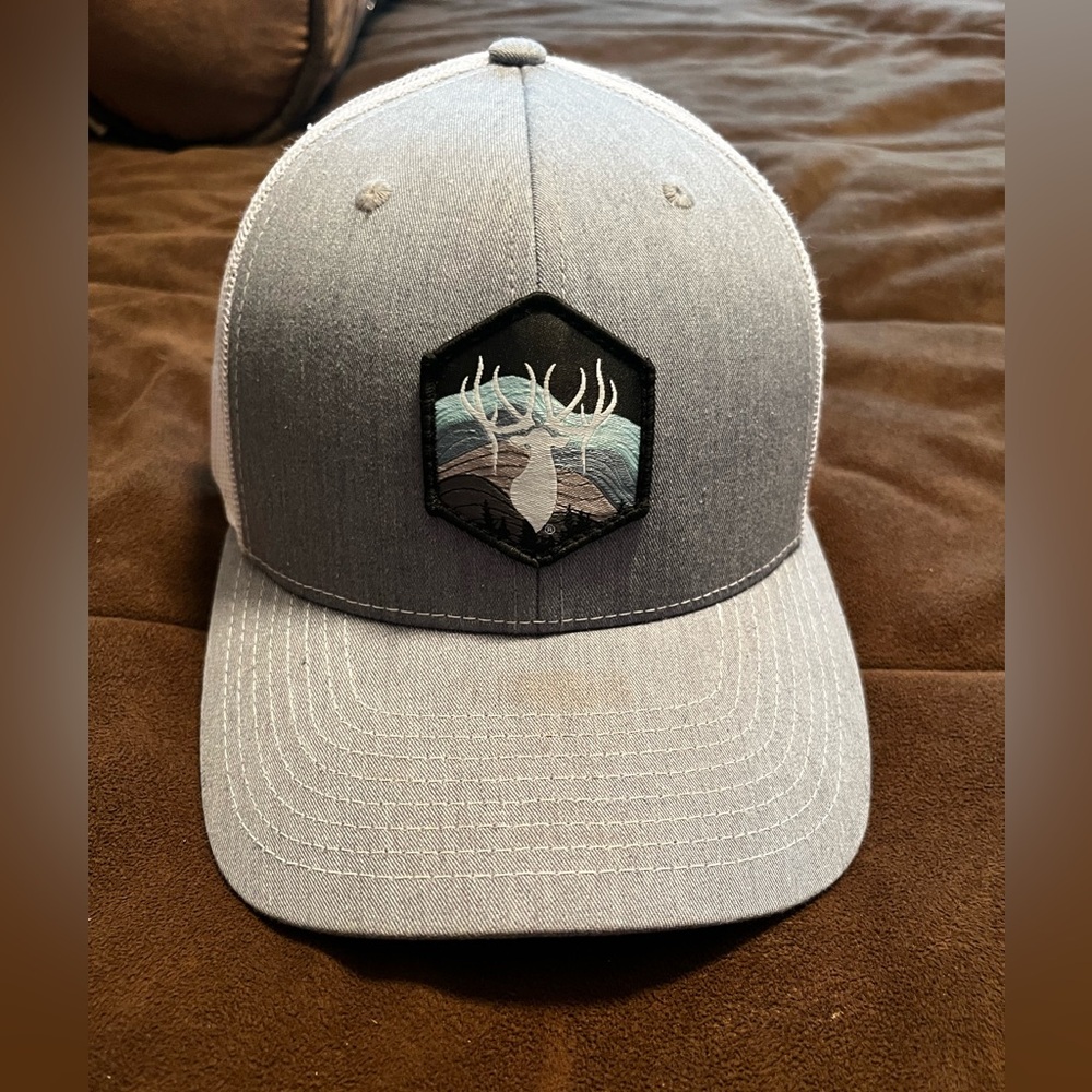 Gray Trucker Hat with Deer Patch